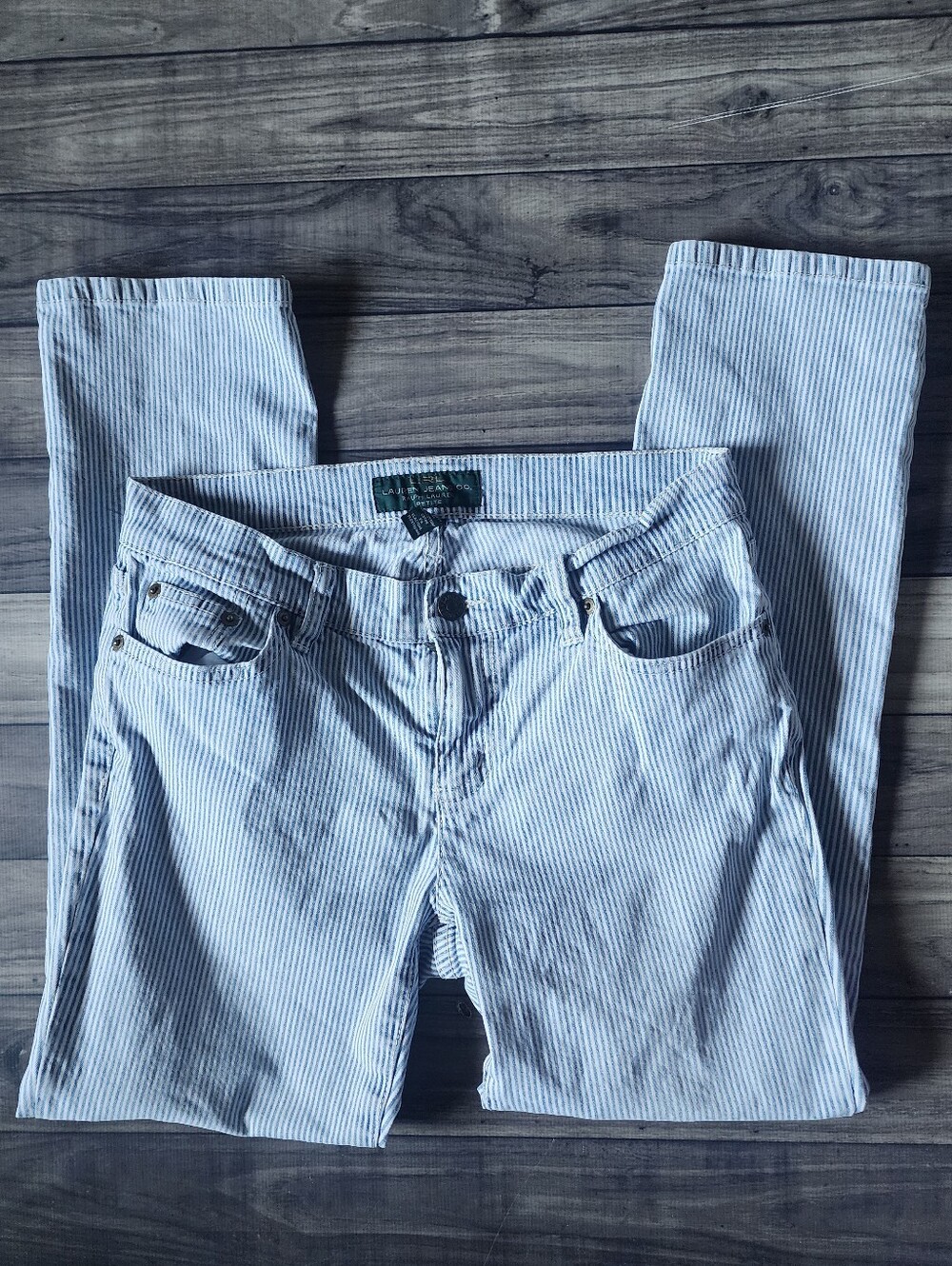 Ralph Lauren Petite Blue And White Striped Jeans